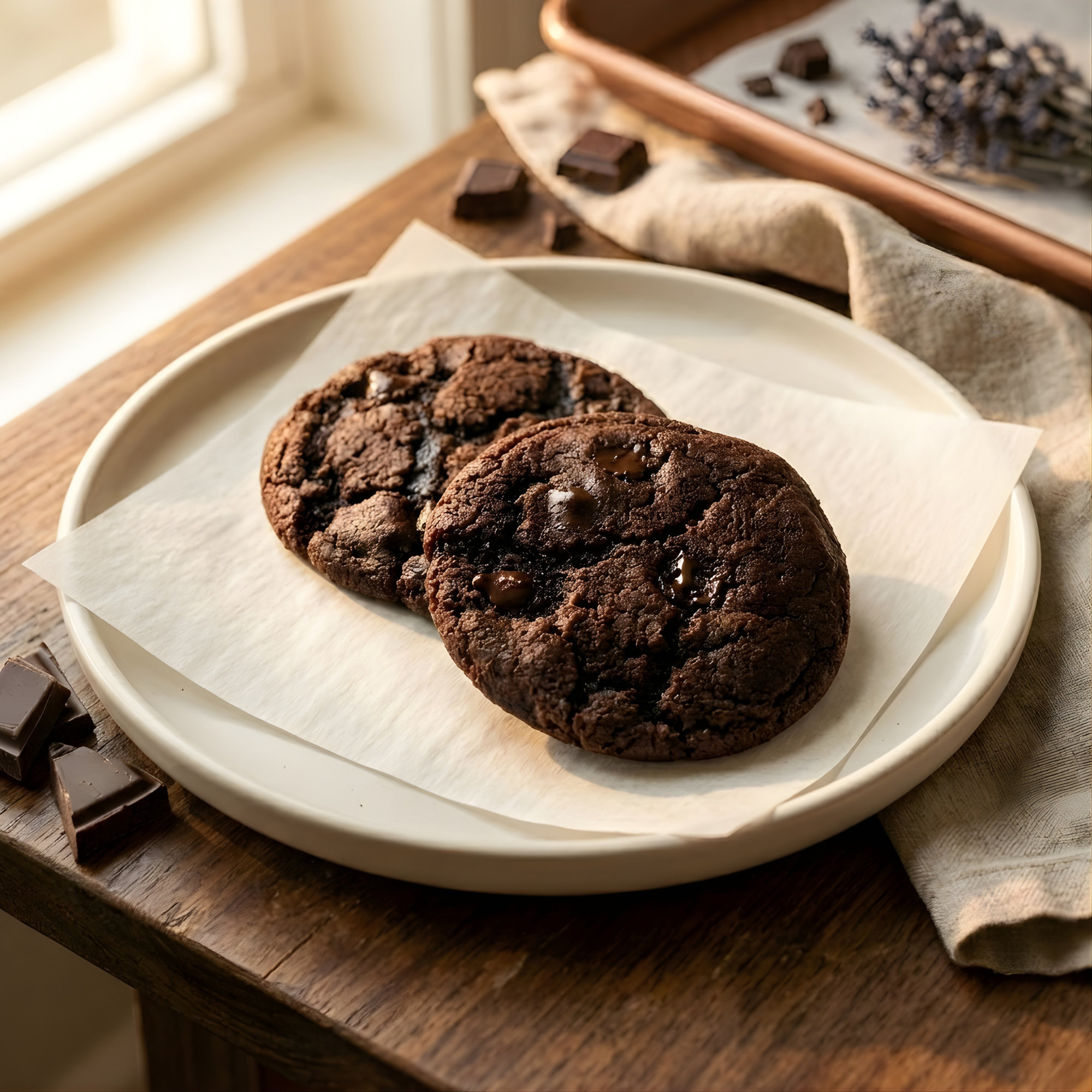 Double Cocoa Chunk Cookies